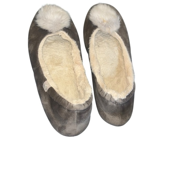 Joules gray Pom Pom slippers cozy soft large L like new - Picture 3 of 5